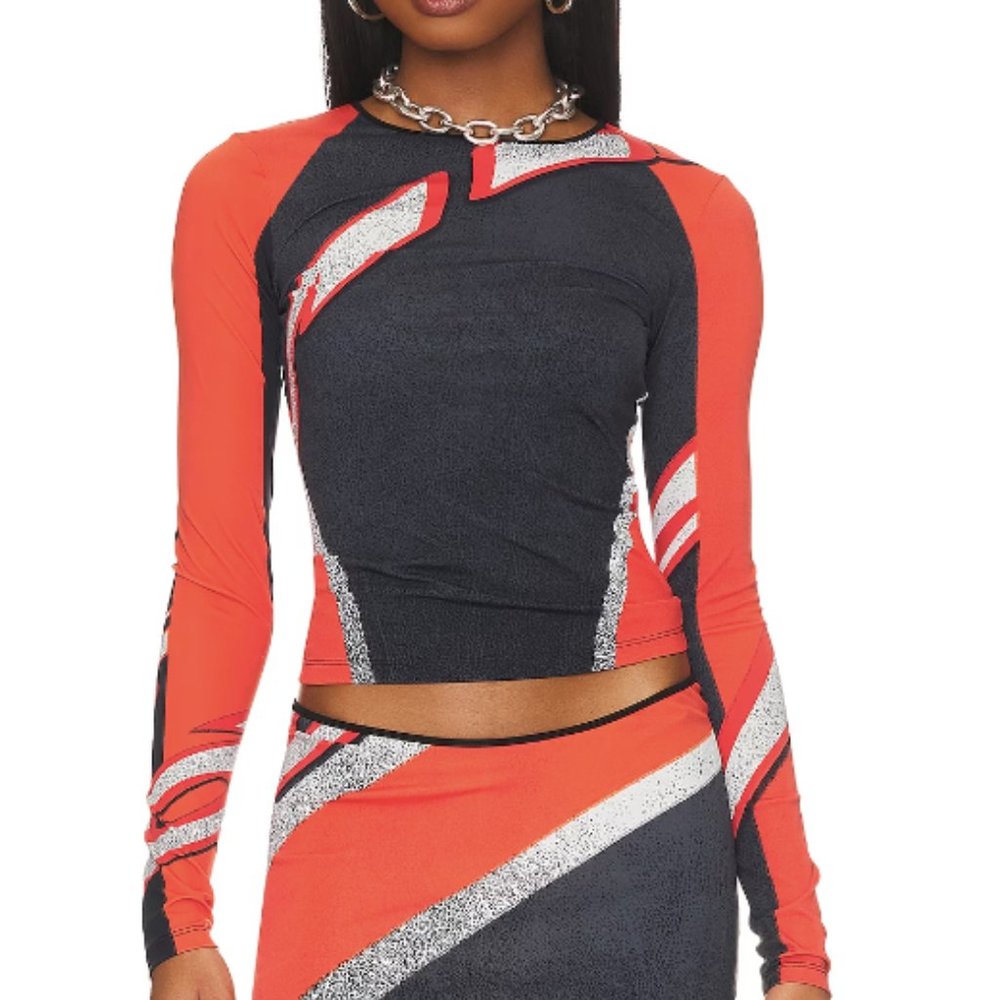 Miaou Long Sleeve Tee in Roma Print